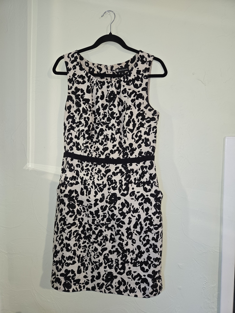 Valerie Bertinelli Vintage 100% Linen Animal Print Sheath Dress